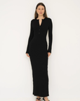 Long Sleeve Henley Maxi Dress