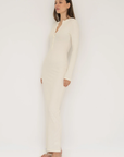 Long Sleeve Henley Maxi Dress