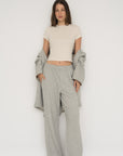 French Terry Wide Leg Pants - Grey Marle