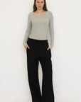 Long Sleeve Fitted Scoop Neck Top