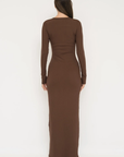 Long Sleeve Henley Maxi Dress