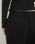 French Terry Wide Leg Pants - Black
