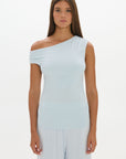Chloe Off Shoulder Top - Pale Azure