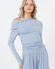 Como Off-Shoulder Drape Top - Lavender Grey