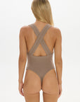 Cross-Back Tank BodySuit - Taupe