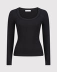 Long Sleeve Fitted Scoop Neck Top