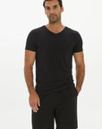 Fitted V-Neck T-Shirt - Black