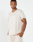 Men's Relaxed Fit V-Neck TShirt - Beige