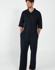 Chemise ample à col en V - Noir