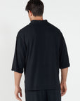Chemise ample à col en V - Noir