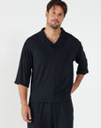 Chemise ample à col en V - Noir