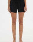 Soft Rib Boyfriend Shorts - Black