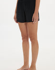 Soft Rib Boyfriend Shorts - Black