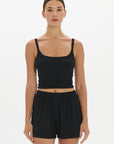 Soft Rib Boyfriend Shorts - Black
