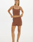 Soft Rib Boyfriend Shorts - Earth