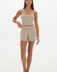 Soft Rib Boyfriend Shorts - Taupe