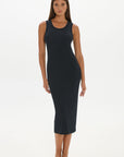 Soft Rib Tank Midi Dress - Black