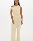 Soft Rib Wide-Leg Pants - Butter