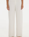 Soft Rib Wide-Leg Pants - Cream