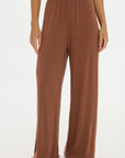 Soft Rib Wide-Leg Pants - Earth
