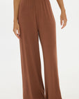 Soft Rib Wide-Leg Pants - Earth