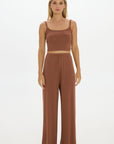 Soft Rib Wide-Leg Pants - Earth