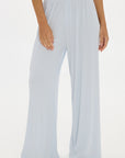 Soft Rib Wide-Leg Pants - Pale Azure