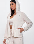 Sweat à capuche ouvert - Beige