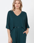 V-Neck Crop Top - Emerald Green