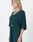 V-Neck Crop Top - Emerald Green