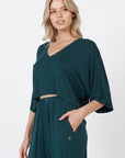 V-Neck Crop Top - Emerald Green