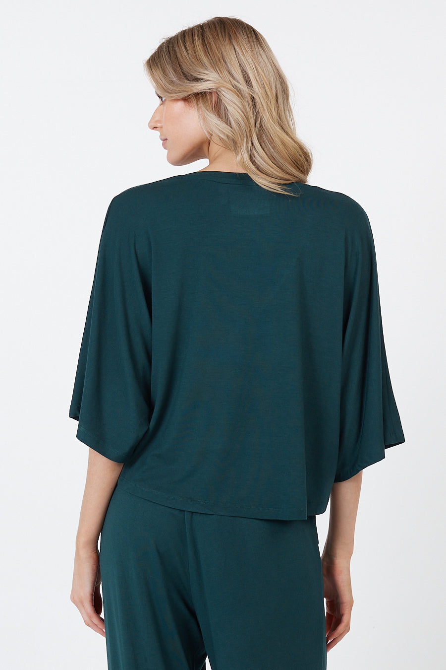 V-Neck Crop Top - Emerald Green