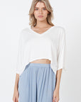 V-Neck Crop Top - White
