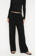 French Terry Wide Leg Pants - Black