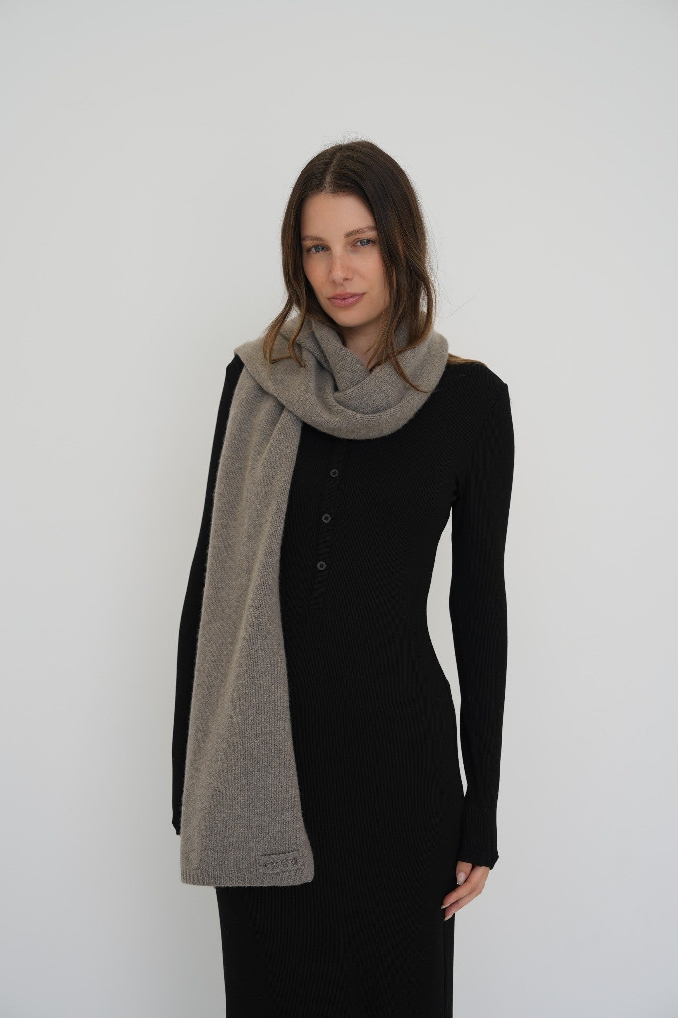 Cashmere Wool Long Cardigan Scarf - Walnut Marle