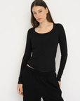 Long Sleeve Fitted Scoop Neck Top