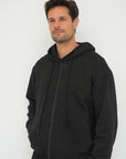 Organic Cotton Zip-Up Hoodie - Black
