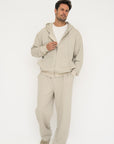 Organic Cotton Straight Leg Sweat Pants - Grey