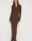 Long Sleeve Henley Maxi Dress