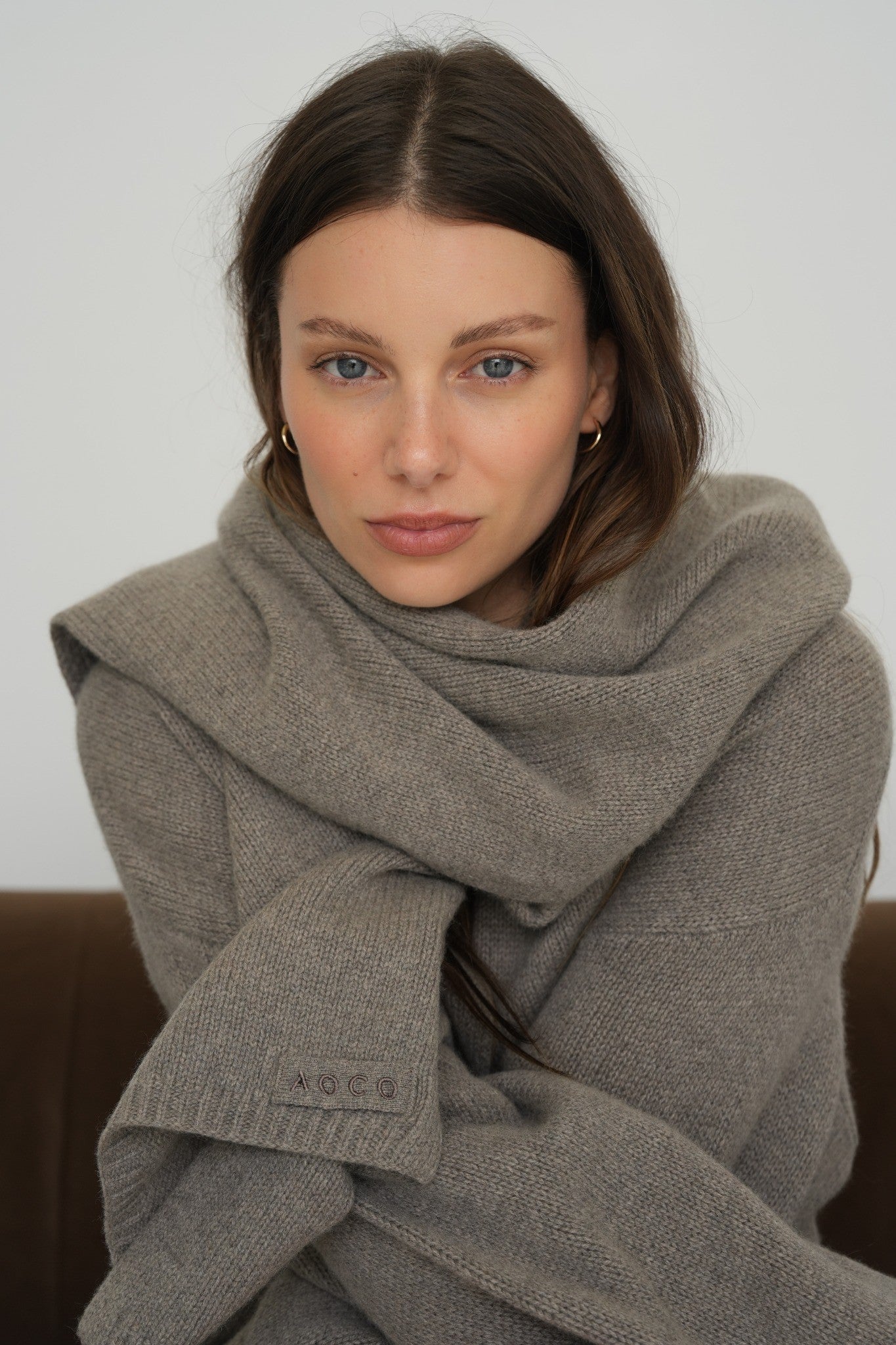 Cashmere Wool Long Cardigan Scarf - Walnut Marle