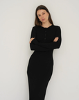 Long Sleeve Henley Maxi Dress