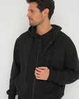 Organic Cotton Zip-Up Hoodie - Black