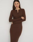 Long Sleeve Henley Maxi Dress