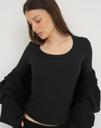 Long Sleeve Fitted Scoop Neck Top