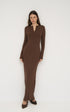 Long Sleeve Henley Maxi Dress - Espresso
