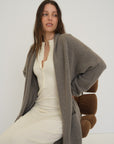 Cashmere Wool Long Cardigan Coat - Walnut Marle