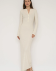Long Sleeve Henley Maxi Dress
