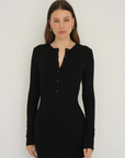 Long Sleeve Henley Maxi Dress