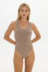 Loose the label Cross Back Tank Bodysuit Taupe 