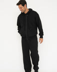 Organic Cotton Straight Leg Sweat Pants - Black